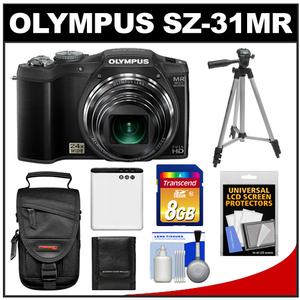 Olympus SZ-31MR iHS 3D Still Digital Camera (Black) with 8GB Card + Case + Battery + Tripod + Accessory Kit - Digital Cameras and Accessories - Hip Lens.com