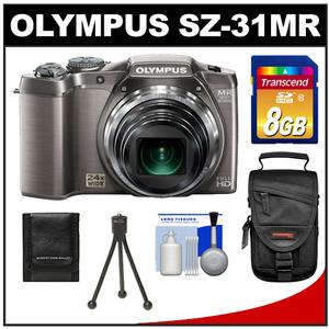 Olympus SZ-31MR iHS 3D Still Digital Camera (Silver) with 8GB Card + Case + Accessory Kit - Digital Cameras and Accessories - Hip Lens.com