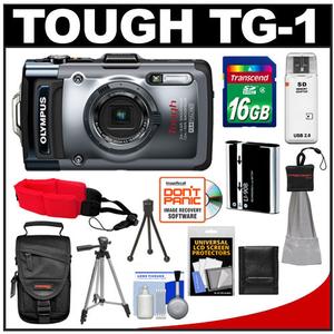 Olympus Tough TG-1 iHS Shock & Waterproof Digital Camera (Silver) with 16GB Card + Case + Battery + Tripod + Floating Strap + Accessory Kit - Digital Cameras and Accessories - Hip Lens.com