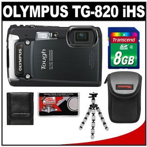 Olympus Tough TG-820 iHS Shock & Waterproof Digital Camera (Black) with 8GB Card + Case + Flex Tripod + Accessory Kit - Digital Cameras and Accessories - Hip Lens.com