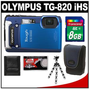 Olympus Tough TG-820 iHS Shock & Waterproof Digital Camera (Blue) with 8GB Card + Case + Flex Tripod + Accessory Kit - Digital Cameras and Accessories - Hip Lens.com