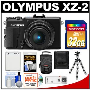 Olympus Stylus XZ-2 iHS Digital Camera (Black) with 32GB Card + Case + Battery + Tripod + Accessory Kit