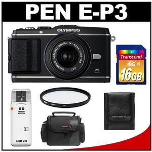 Olympus PEN E-P3 Micro 4/3 Digital Camera & 14-42mm II Lens (Black) - Refurbished with 16GB Card + Filter + Case + Accessory Kit - Digital Cameras and Accessories - Hip Lens.com