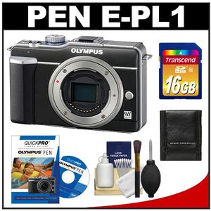 Olympus Pen E-PL1 Micro 4/3 Digital Camera Body (Black) with 16GB Card + DVD + Accessory Kit - Digital Cameras and Accessories - Hip Lens.com