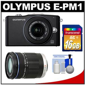 Olympus PEN Mini E-PM1 Micro Digital Camera & 14-42mm II Lens (Black) - Refurbished with M.Zuiko 40-150mm ED Zoom Lens + 16GB Card + Cleaning Kit - Digital Cameras and Accessories - Hip Lens.com