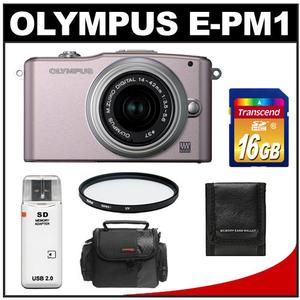 Olympus PEN Mini E-PM1 Micro Digital Camera & 14-42mm II Lens (Pink/Silver) - Refurbished with 16GB Card + Filter + Case + Accessory Kit - Digital Cameras and Accessories - Hip Lens.com