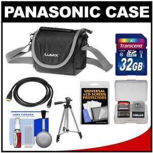 Panasonic Digital Camera Carrying Case (Black) with 32GB Card + Tripod + HDMI Cable + Accessory Kit for Lumix FZ70 & FZ200 Cameras
