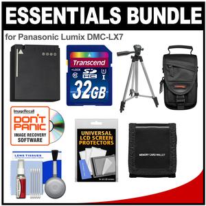 Essentials Bundle for Panasonic Lumix DMC-LX7 Digital Camera with 32GB Card + Case + DMW-BCJ13 Battery + Tripod + Accessory Kit