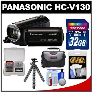 Panasonic HC-V130K Video Camera Camcorder with 32GB Card + Case + Flex Tripod + Accessory Kit