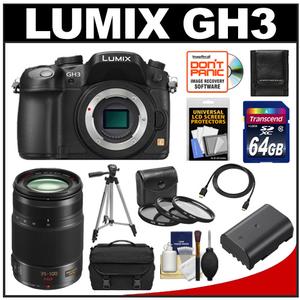 Panasonic Lumix DMC-GH3 Micro Four Thirds Digital Camera Body (Black) with 35-100mm f/2.8 Lens + 64GB Card + Battery + Case + 3 Filters + Tripod + Accessory Kit