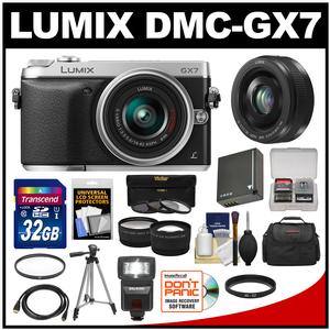 Panasonic Lumix DMC-GX7 Micro Four Thirds Digital Camera with 14-42mm II Lens with 20mm f/1.7 Lens + 32GB Card + Case + Flash + Battery + Tripod Kit