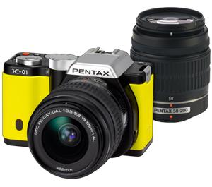 Pentax K-01 Digital SLR Camera Body with DA L 18-55mm and 50-200mm Lenses (Yellow) - Digital Cameras and Accessories - Hip Lens.com