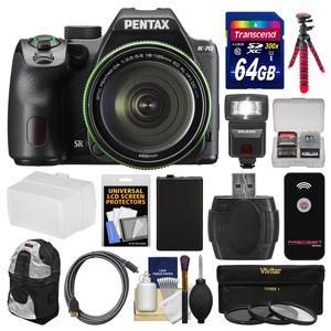 Pentax K-70 All Weather Wi-Fi Digital Camera & 18-135mm WR Lens (Black) with 64GB Card + Backpack + Flash + Battery + Tripod + Filters + Remote + Kit