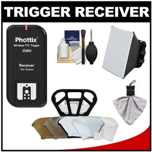 Phottix Odin Wireless TTL Flash Trigger Receiver Only (for Canon Cameras) with Soft Box + Flash Diffuser + Cleaning Kit - Digital Cameras and Accessories - Hip Lens.com