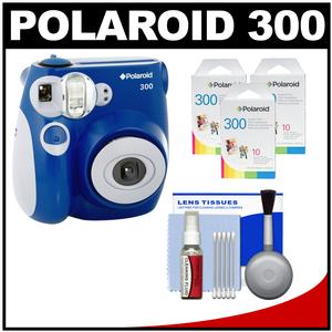 Polaroid PIC-300L Instant Film Analog Camera (Blue) with (3) Polaroid 300 Instant Film Packs of 10 + Cleaning Kit - Digital Cameras and Accessories - Hip Lens.com