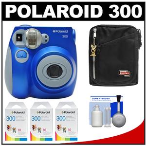Polaroid PIC-300L Instant Film Analog Camera (Blue) with (3) Polaroid 300 Instant Film Packs of 10 + Case + Cleaning Kit - Digital Cameras and Accessories - Hip Lens.com