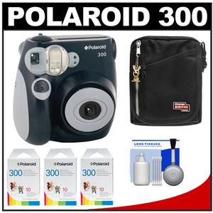 Polaroid PIC-300B Instant Film Analog Camera (Black) with (3) Polaroid 300 Instant Film Packs of 10 + Case + Cleaning Kit - Digital Cameras and Accessories - Hip Lens.com