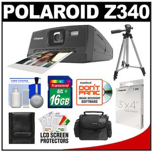 Polaroid Z340 Instant Digital Camera with ZINK Zero Ink Printing Technology + (30) Paper Film Prints (1 Extra Pack) + 16GB Card + Case + Tripod + Accessory Kit - Digital Cameras and Accessories - Hip Lens.com