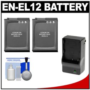 Power2000 ACD-294 Rechargeable Battery for Nikon EN-EL12 with Charger + Cleaning Kit - Digital Cameras and Accessories - Hip Lens.com