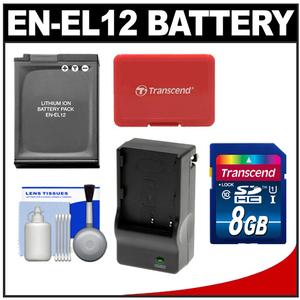 Power2000 ACD-294 Rechargeable Battery for Nikon EN-EL12 with 8GB Card + Charger + Accessory Kit - Digital Cameras and Accessories - Hip Lens.com