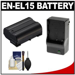 Power2000 ACD-410 Battery for Nikon EN-EL15 for D7000 D600 D800 & 1 V1 Digital Cameras with Charger + Cleaning Kit