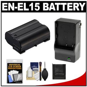 Power2000 ACD-410 Battery for Nikon EN-EL15 for D7000 D600 D800 & 1 V1 Digital Cameras with Charger + Cleaning & Accessory Kit