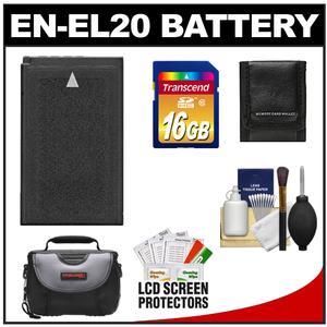 Power2000 ACD-348 Rechargeable Battery for Nikon EN-EL20 with 16GB Card + Case + Accessory Kit for Nikon 1 J1 Interchangeable Lens Digital Camera - Digital Cameras and Accessories - Hip Lens.com