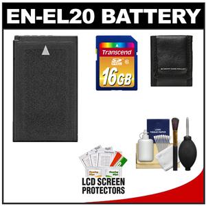 Power2000 ACD-348 Rechargeable Battery for Nikon EN-EL20 with 16GB Card + Accessory Kit for Nikon 1 J1 Interchangeable Lens Digital Camera - Digital Cameras and Accessories - Hip Lens.com