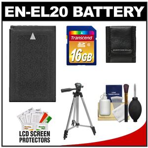 Power2000 ACD-348 Rechargeable Battery for Nikon EN-EL20 with 16GB Card + Tripod + Accessory Kit for Nikon 1 J1 Interchangeable Lens Digital Camera - Digital Cameras and Accessories - Hip Lens.com