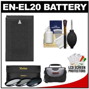 Power2000 ACD-348 Rechargeable Battery for Nikon EN-EL20 with 3 40.5mm UV/CPL/ND8 Filters + Case + Cleaning Kit for Nikon 1 J1 Digital Camera - Digital Cameras and Accessories - Hip Lens.com