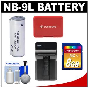 Power2000 ACD-326 Rechargeable Battery for Canon NB-9L with 8GB Card + Charger + Accessory Kit - Digital Cameras and Accessories - Hip Lens.com
