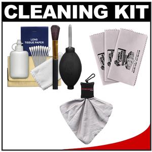 Precision Design 6-Piece Camera & Lens Cleaning Kit with Blower  Brush  Fluid  Cloth  Tissues & Tips + 3 Microfiber Cleaning Cloths