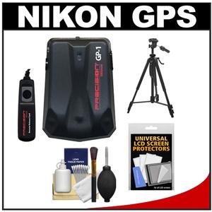 Precision Design GP-1 GPS Geotag Adapter Unit & Shutter Cord for Nikon Digital SLR Cameras with Tripod + Accessory Kit for D7000, D5100, D3200, D3100, D800, D600, D700, D4, D3S