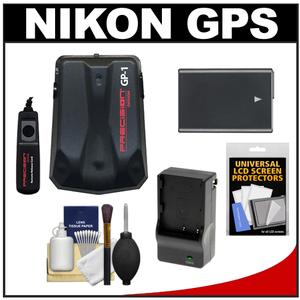 Precision Design GP-1 GPS Geotag Adapter Unit &amp; Shutter Cord for Nikon Digital SLR Cameras with EN-EL14 Battery &amp; Charger + Accessory Kit for D3100, D3200, D5100