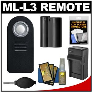 Precision Design ML-L3 Wireless Shutter Release Remote Control for Nikon Cameras with EN-EL15 Battery & Charger + Nikon Cleaning Kit for D7100 D7200 D600 D610 D750