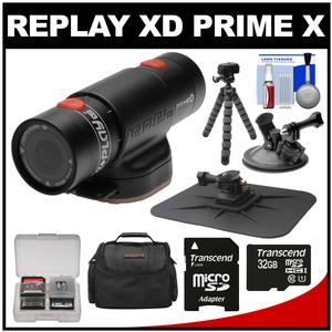 Replay XD Prime X Waterproof Wi-Fi HD Action Video Camera Camcorder with 32GB Card + Car Suction Cup & Dashboard Mounts + Case + Flex Tripod + Kit