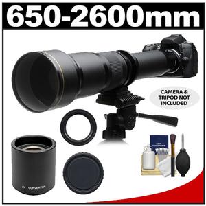 Rokinon 650-1300mm f/8-16 Telephoto Lens (Black) & 2x Teleconverterfor Canon EOS Digital SLR Cameras