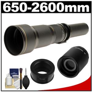 Rokinon 650-1300mm f/8-16 Telephoto Lens (Black) & 2x Teleconverter with Cleaning Kit for Samsung NX Digital Cameras - Digital Cameras and Accessories - Hip Lens.com