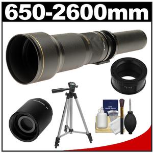 Rokinon 650-1300mm f/8-16 Telephoto Lens (Black) & 2x Teleconverter with Tripod + Accessory Kit for Samsung NX Digital Cameras - Digital Cameras and Accessories - Hip Lens.com