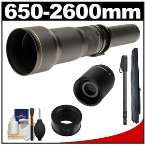 Rokinon 650-1300mm f/8-16 Telephoto Lens (Black) & 2x Teleconverter with Monopod + Accessory Kit for Samsung NX Digital Cameras - Digital Cameras and Accessories - Hip Lens.com