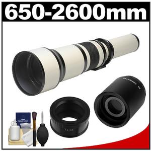 Rokinon 650-1300mm f/8-16 Telephoto Lens (White) & 2x Teleconverter with Cleaning Kit for Samsung NX Digital Cameras - Digital Cameras and Accessories - Hip Lens.com
