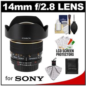 Rokinon 14mm f/2.8 Manual Focus Aspherical Wide Angle Lens (for Sony Alpha Cameras) with Accessory Kit - Digital Cameras and Accessories - Hip Lens.com