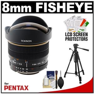 Rokinon 8mm f/3.5 Aspherical Fisheye Manual Focus Lens (for Pentax/Samsung Cameras) with Tripod + Cleaning & Accessory Kit - Digital Cameras and Accessories - Hip Lens.com