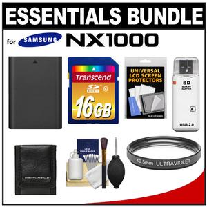 Essentials Bundle for Samsung NX1000 Digital Camera and 20-50mm Lens with BP1030 Battery + 16GB Card + Filter + Accessory Kit - Digital Cameras and Accessories - Hip Lens.com