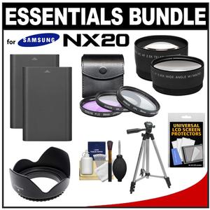 Essentials Bundle for Samsung NX20 Digital Camera and 18-55mm Lens with 2 BP1310 Batteries + UV/FLD/CPL Filters + Hood + Tripod + Tele/Wide Lenses Kit - Digital Cameras and Accessories - Hip Lens.com