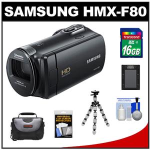 Samsung HMX-F80 Flash Memory HD Digital Video Camcorder (Black) with 16GB Card + Battery + Tripod + Case + Accessory Kit - Digital Cameras and Accessories - Hip Lens.com