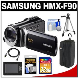 Samsung HMX-F90 HD Digital Video Camcorder (Black) with 32GB Card + Case + Battery + Tripod + HDMI Cable + Accessory Kit