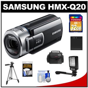 Samsung HMX-Q20 Flash Memory HD Digital Video Camcorder (Black) with 32GB Card + Battery + Tripod + Led Light & Bracket + Case + Accessory Kit - Digital Cameras and Accessories - Hip Lens.com