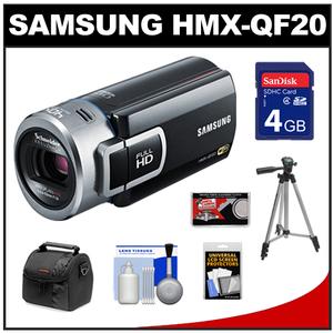 Samsung HMX-QF20 Flash Memory HD WiFi Digital Video Camcorder (Black) with 4GB Card + Case + Tripod + Accessory Kit - Digital Cameras and Accessories - Hip Lens.com
