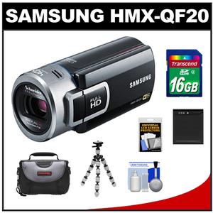 Samsung HMX-QF20 Flash Memory HD WiFi Digital Video Camcorder (Black) with 16GB Card + Battery + Tripod + Case + Accessory Kit - Digital Cameras and Accessories - Hip Lens.com